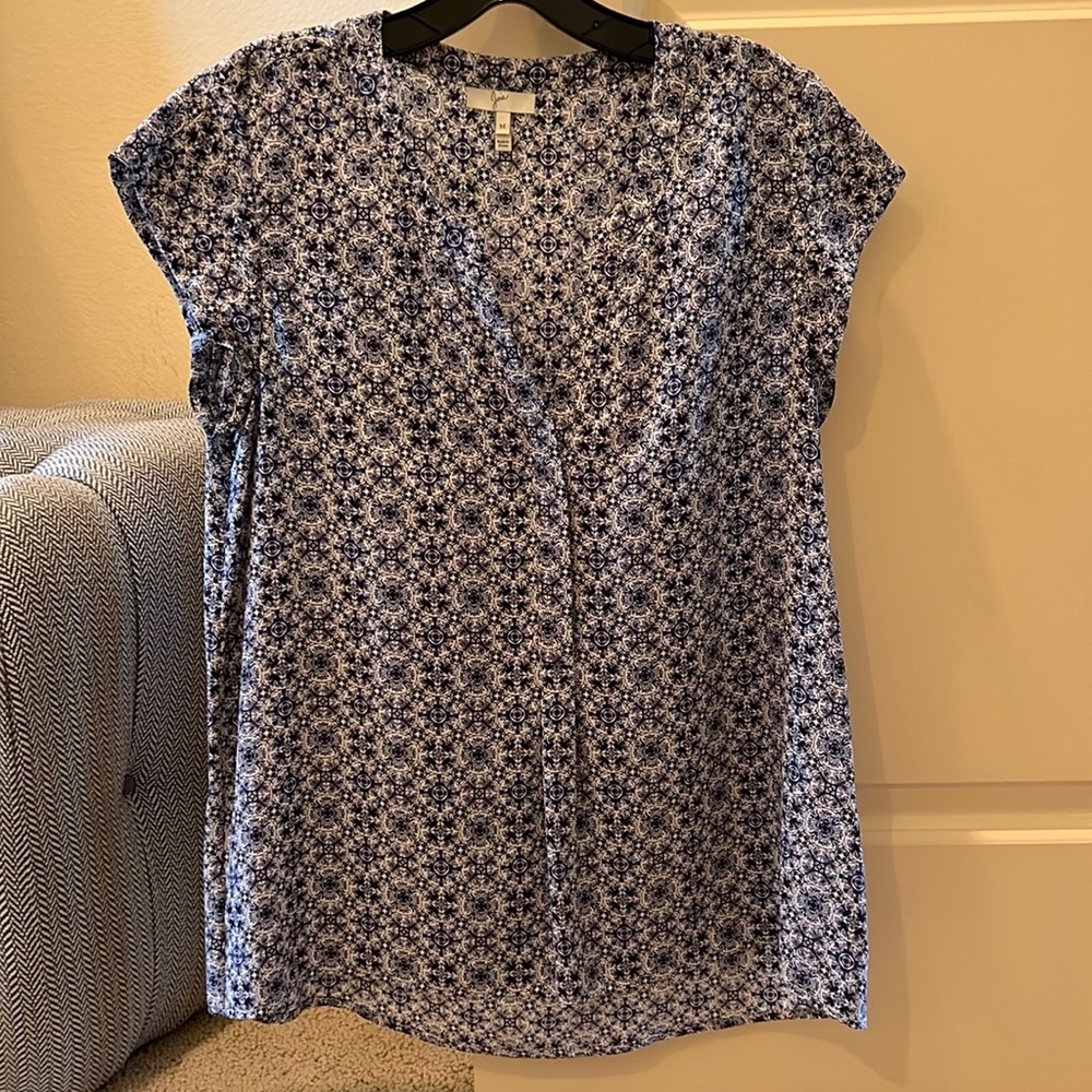 Joie Blue Print Silk Top